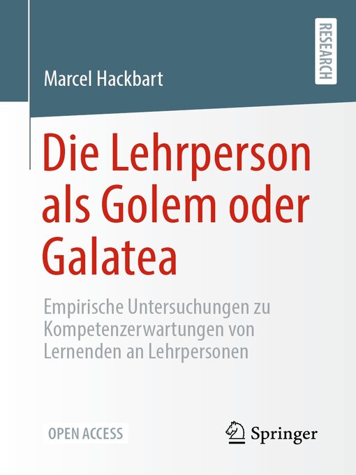 Title details for Die Lehrperson als Golem oder Galatea by Marcel Hackbart - Available